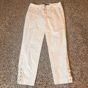 Talbots Flawless Five Pocket White Lace Up Ankle Cropped Jeans Size 4